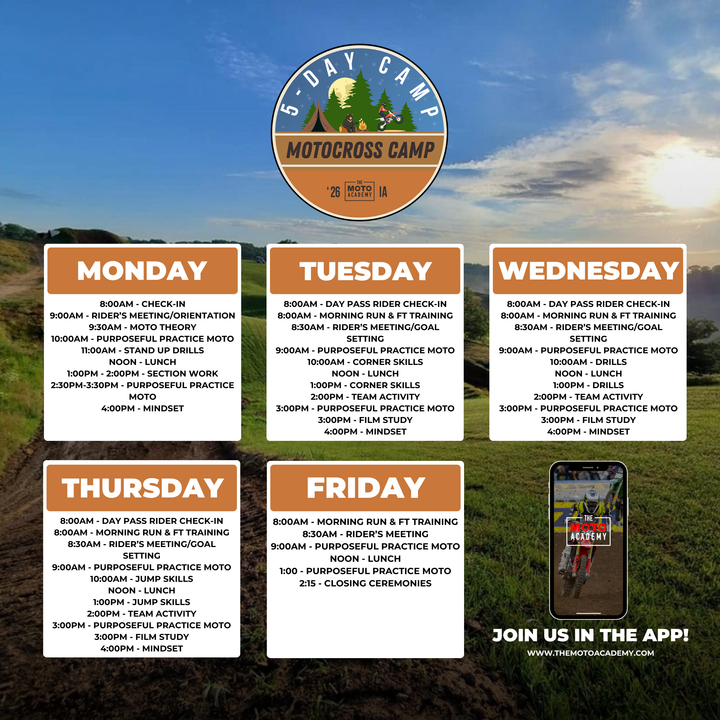 October 19th-23rd, 2026 | Oak Ridge MX 5 Day Camp | Garwin, IA